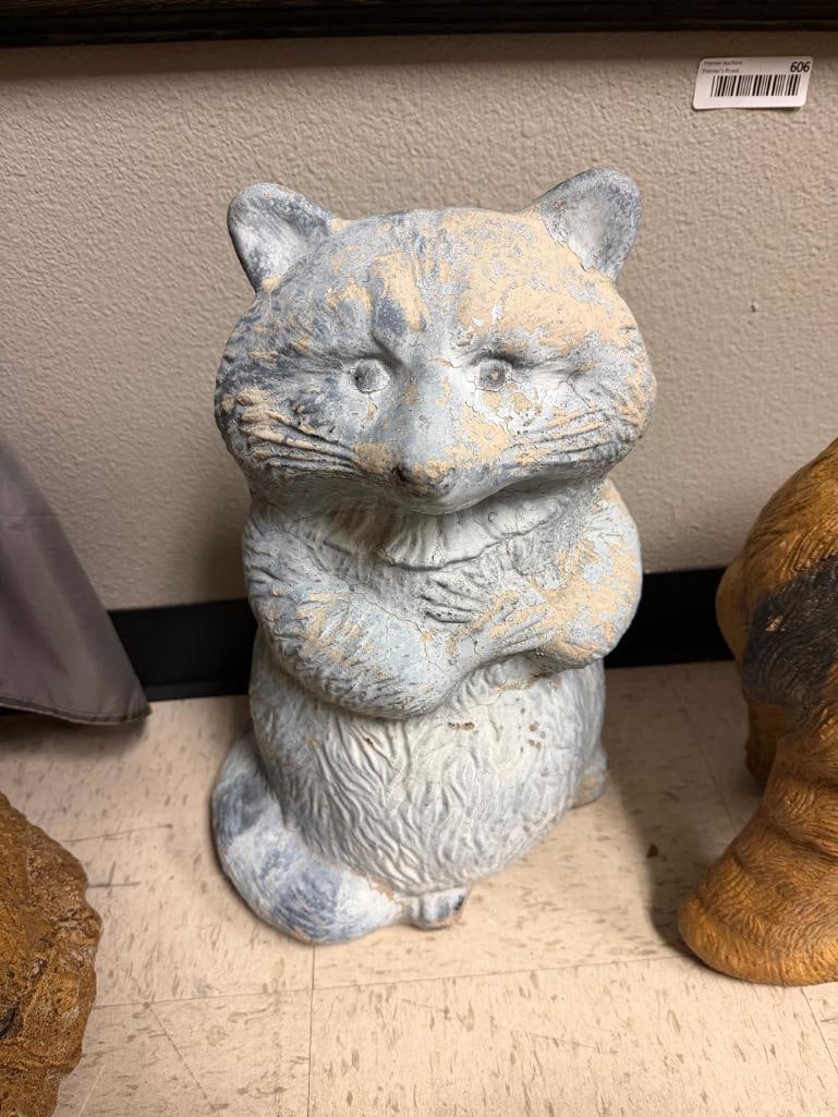 FIGURAL STANDING RACOON PAINTED CEMENT YARD ART SCULPTURE - 3