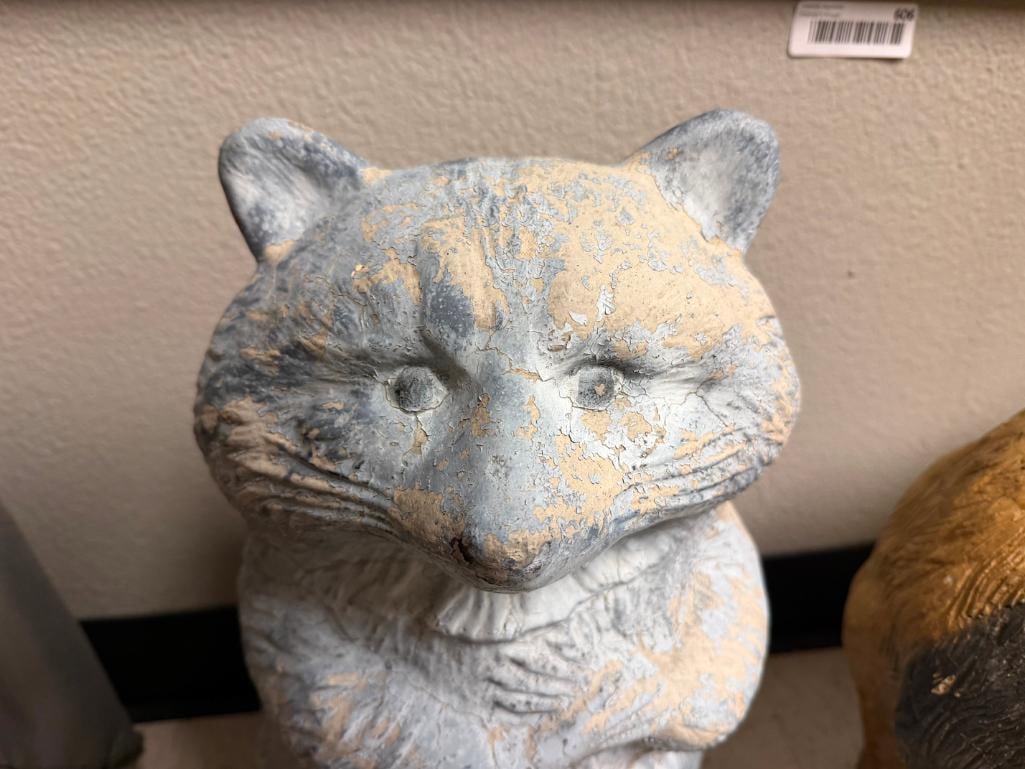 FIGURAL STANDING RACOON PAINTED CEMENT YARD ART SCULPTURE - 4