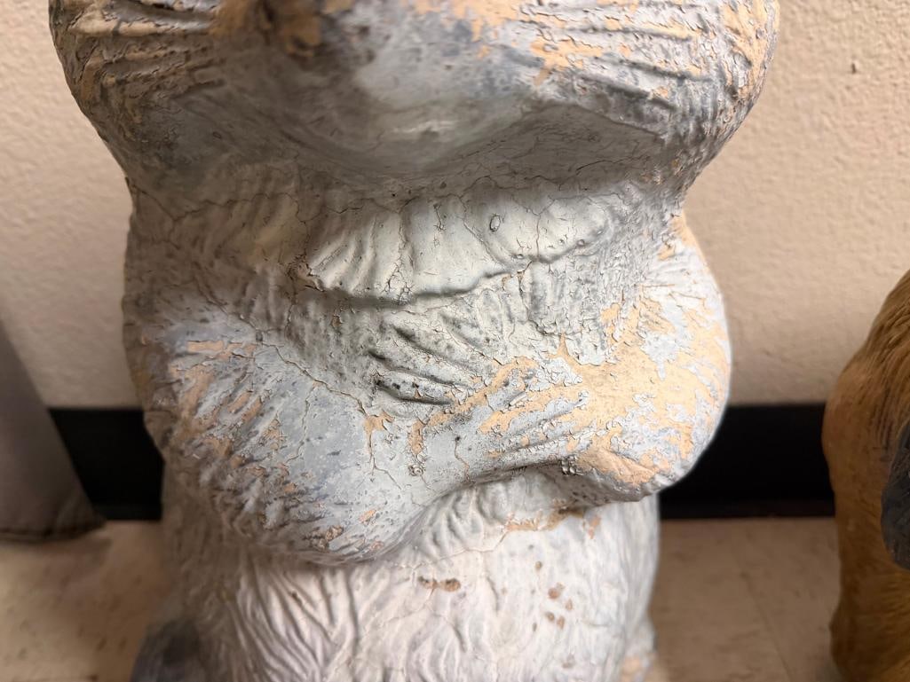 FIGURAL STANDING RACOON PAINTED CEMENT YARD ART SCULPTURE - 5