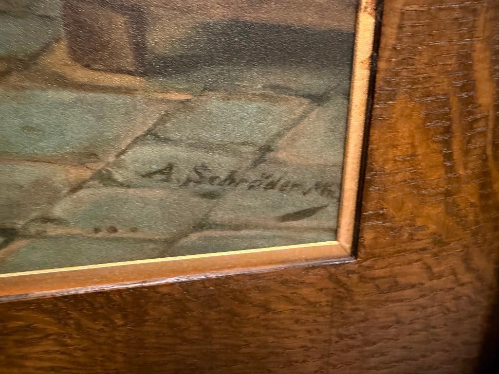 ANTIQUE PRINT " CHECKMATED " BY GERMAN ARTIST ALBERT SCHRODER - 4