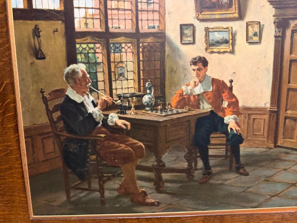 ANTIQUE PRINT " CHECKMATED " BY GERMAN ARTIST ALBERT SCHRODER - 5
