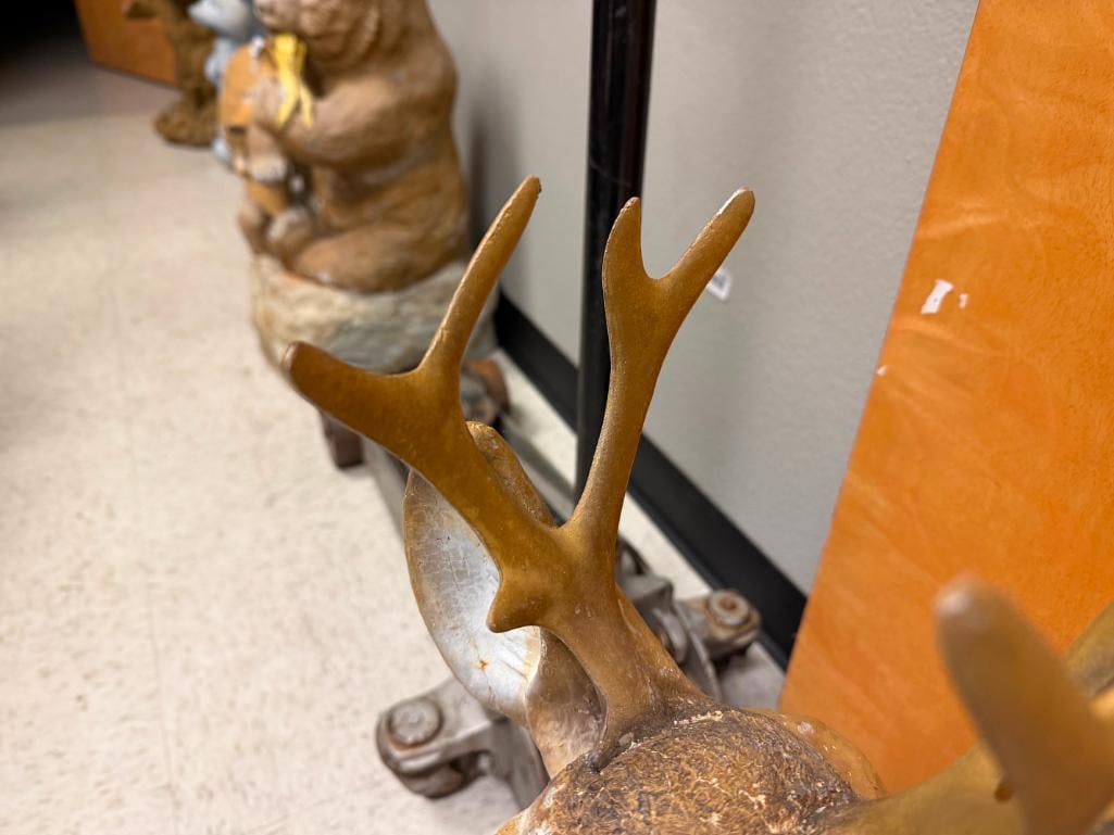 FIGURAL RESTING BUCK DEER PAINTED CEMENT YARD ART SCULPTURE - 6