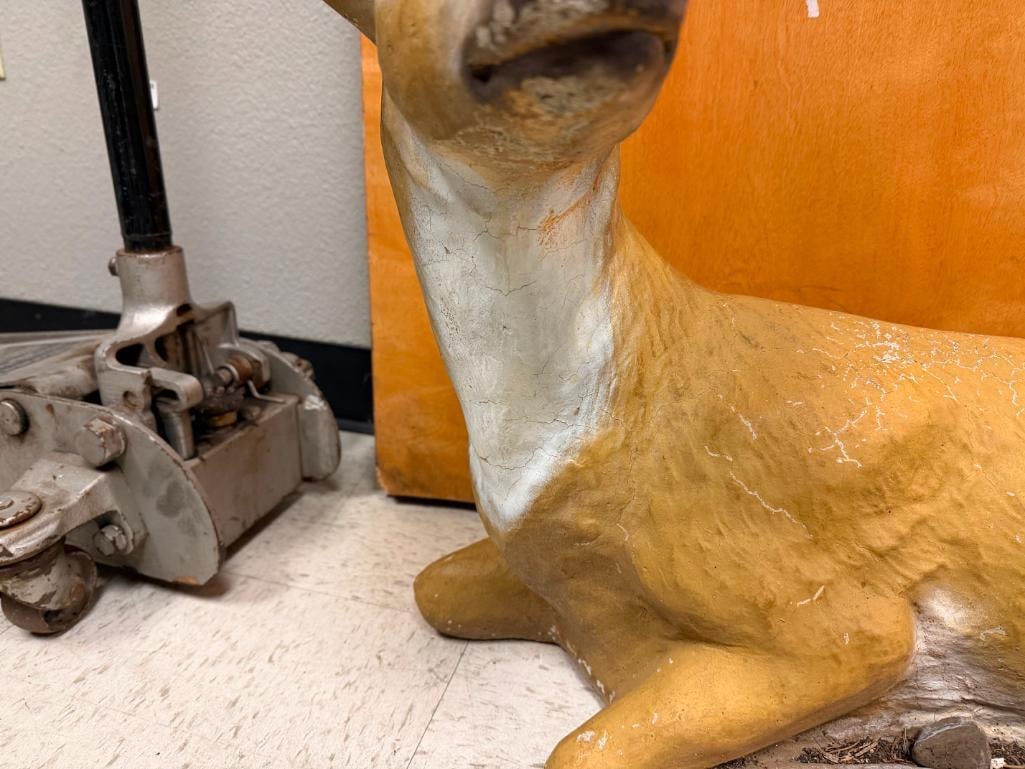 FIGURAL RESTING BUCK DEER PAINTED CEMENT YARD ART SCULPTURE - 8