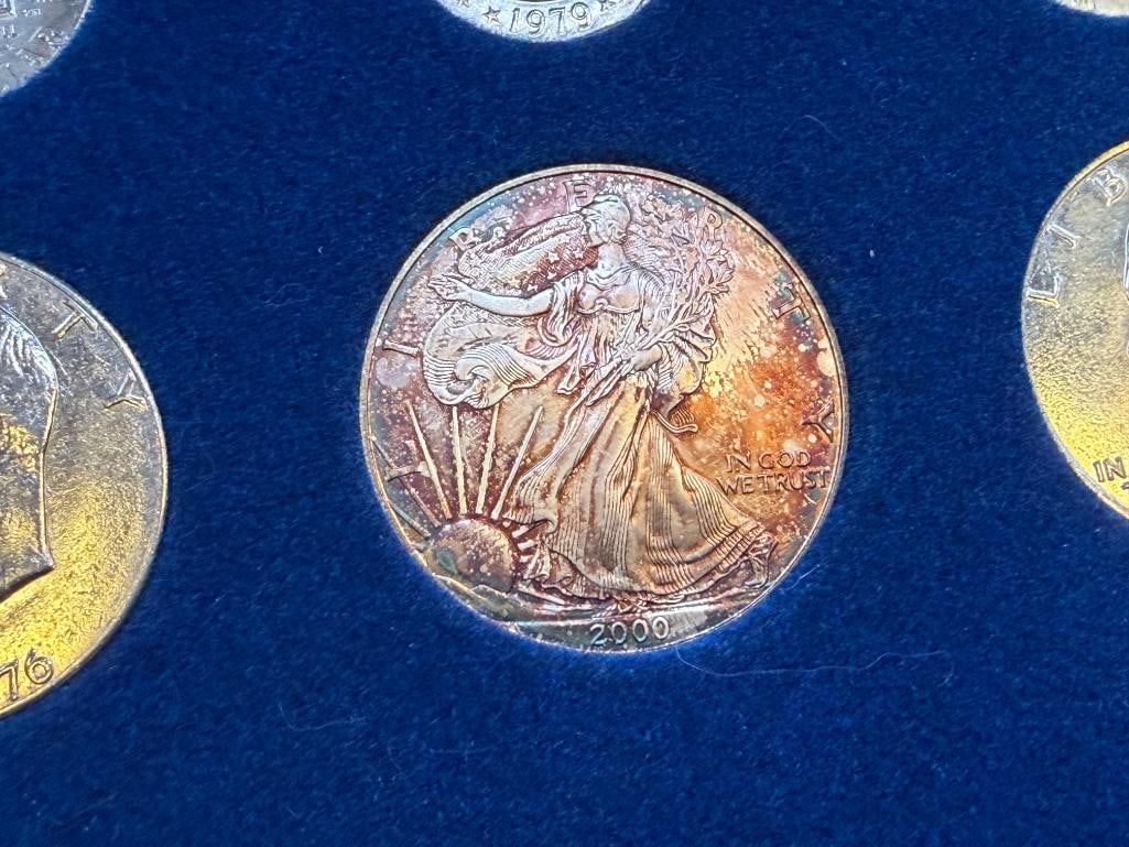 COINS OF THE 20TH CENTURY SET FEATURING 27 COINS INCLUDING SEVERAL 90% SILVER COINS - 10