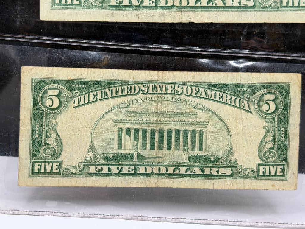 THREE 1963 U.S. $5 CURRENCY NOTES FEATURING RED SEALS - 10