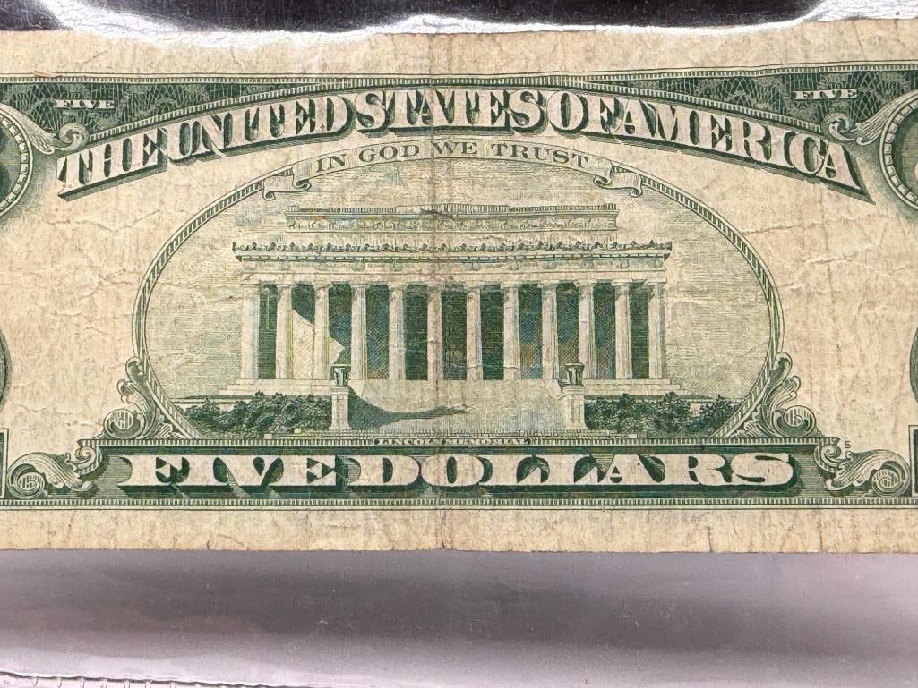 THREE 1963 U.S. $5 CURRENCY NOTES FEATURING RED SEALS - 11