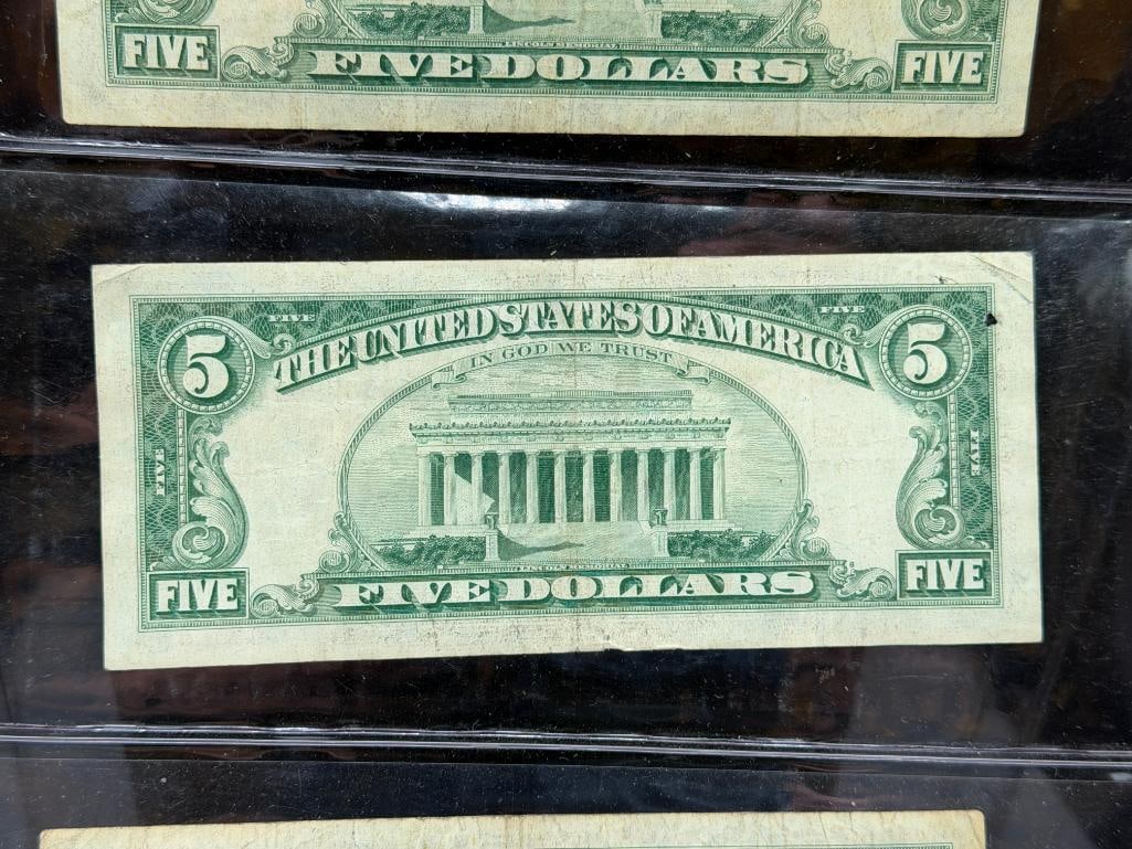 THREE 1963 U.S. $5 CURRENCY NOTES FEATURING RED SEALS - 12