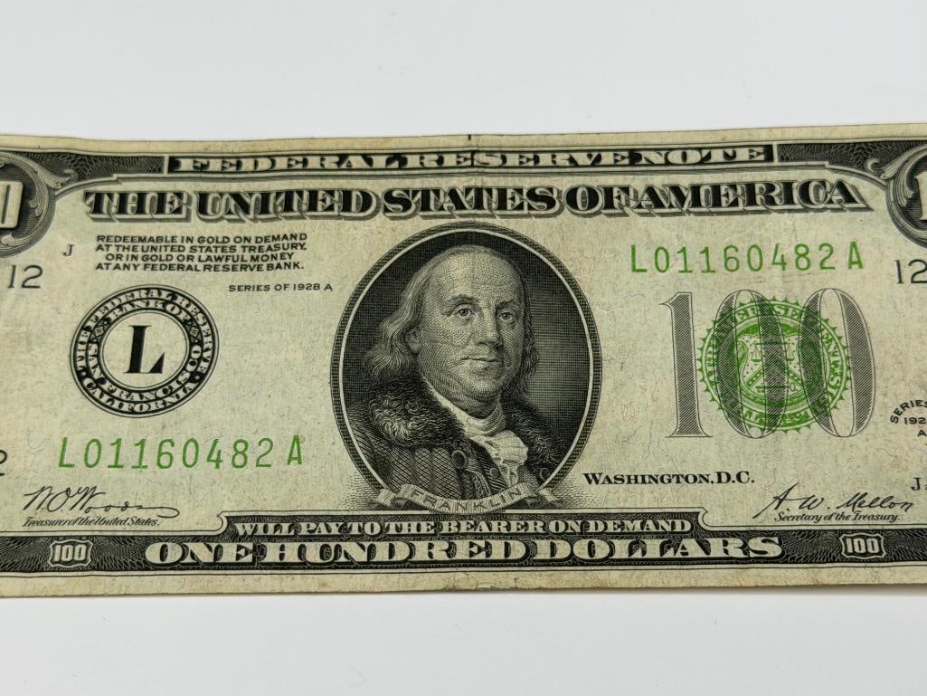 1928-A $100 FEDERAL RESERVE CURRENCY NOTE REEDEMABLE IN GOLD ON DEMAND - 2