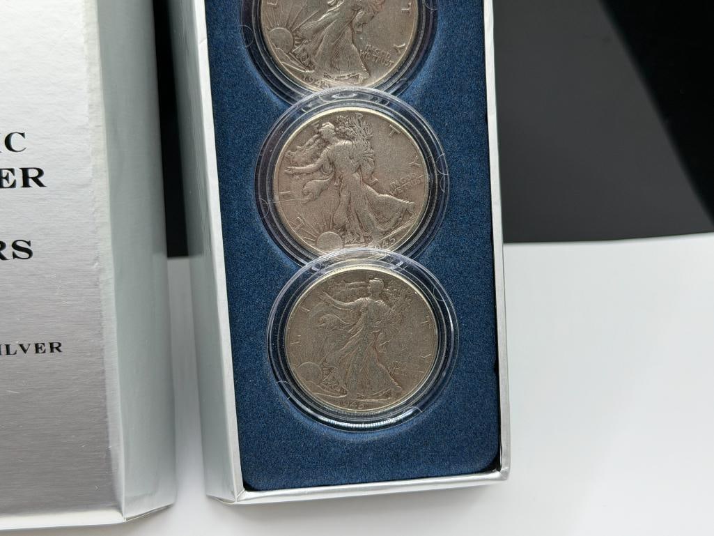 1945 HISTORIC U.S. SILVER HALF DOLLARS SET INCLUDING THREE WALKING LIBERTY SILVER HALF DOLLARS - 2