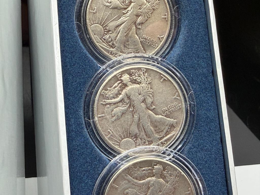 1945 HISTORIC U.S. SILVER HALF DOLLARS SET INCLUDING THREE WALKING LIBERTY SILVER HALF DOLLARS - 4