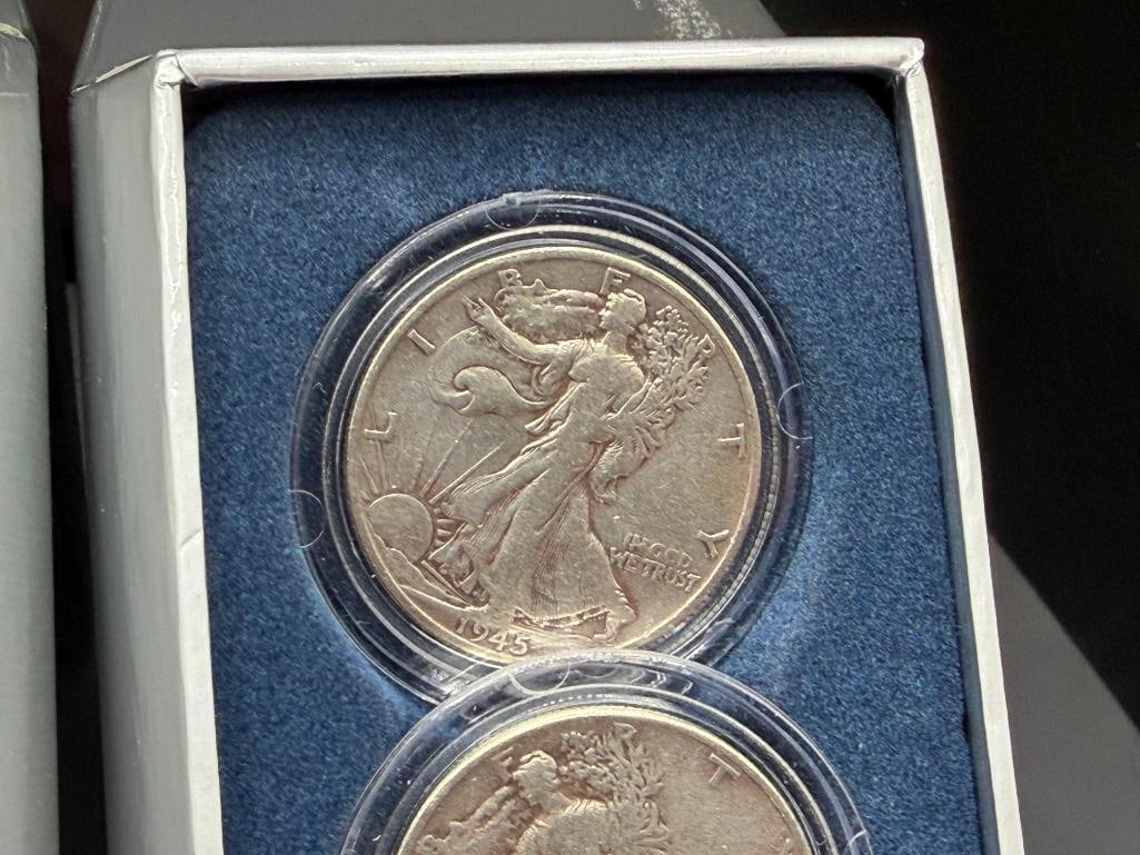 1945 HISTORIC U.S. SILVER HALF DOLLARS SET INCLUDING THREE WALKING LIBERTY SILVER HALF DOLLARS - 5