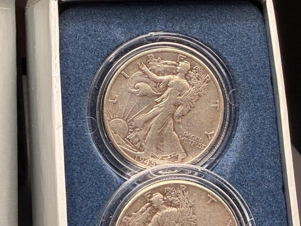 1945 HISTORIC U.S. SILVER HALF DOLLARS SET INCLUDING THREE WALKING LIBERTY SILVER HALF DOLLARS - 6