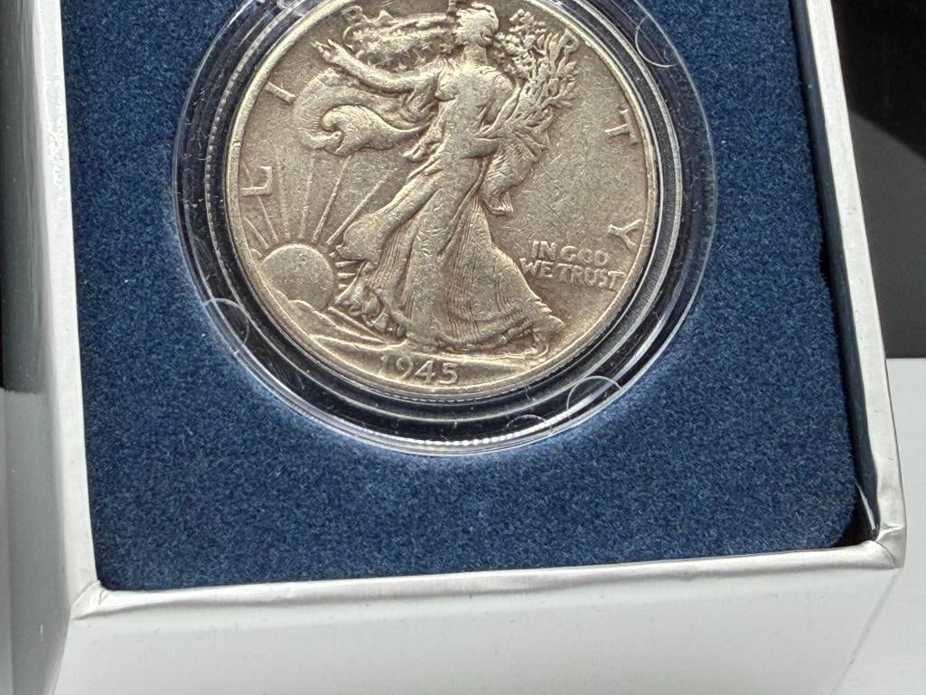 1945 HISTORIC U.S. SILVER HALF DOLLARS SET INCLUDING THREE WALKING LIBERTY SILVER HALF DOLLARS - 7