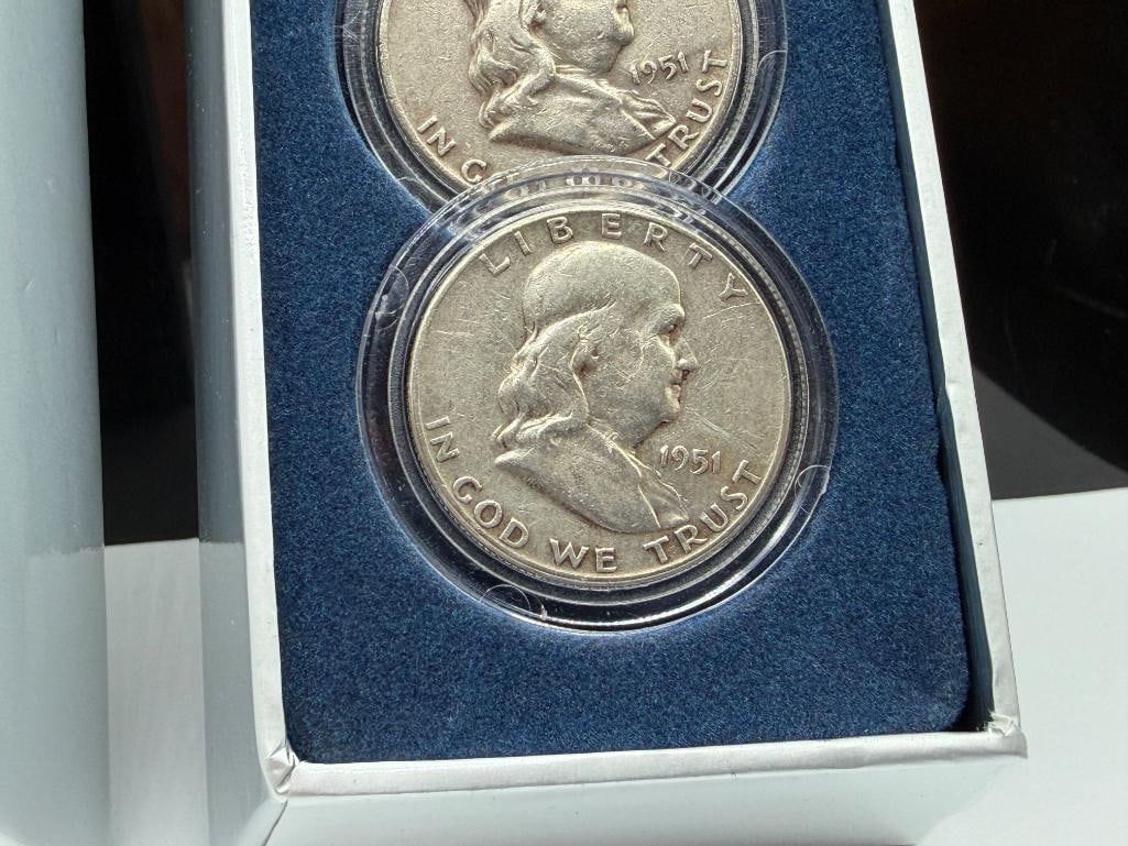 1951 HISTORIC U.S. SILVER HALF DOLLARS SET FEATURING THREE FRANKLIN SILVER HALF DOLLARS - 3