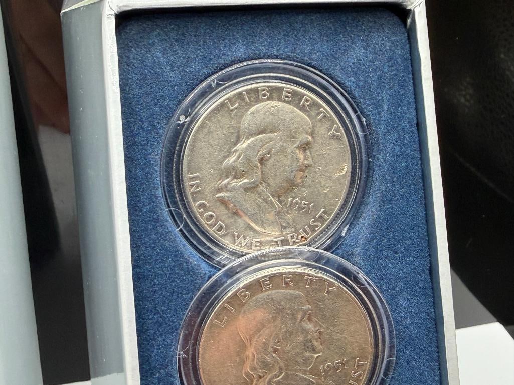 1951 HISTORIC U.S. SILVER HALF DOLLARS SET FEATURING THREE FRANKLIN SILVER HALF DOLLARS - 4