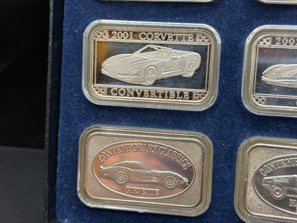 SIX COLLECTIBLE CONTEMPORARY CLASSICS AND GM CORVETTE DESIGNED .999 FINE SILVER BARS - 4