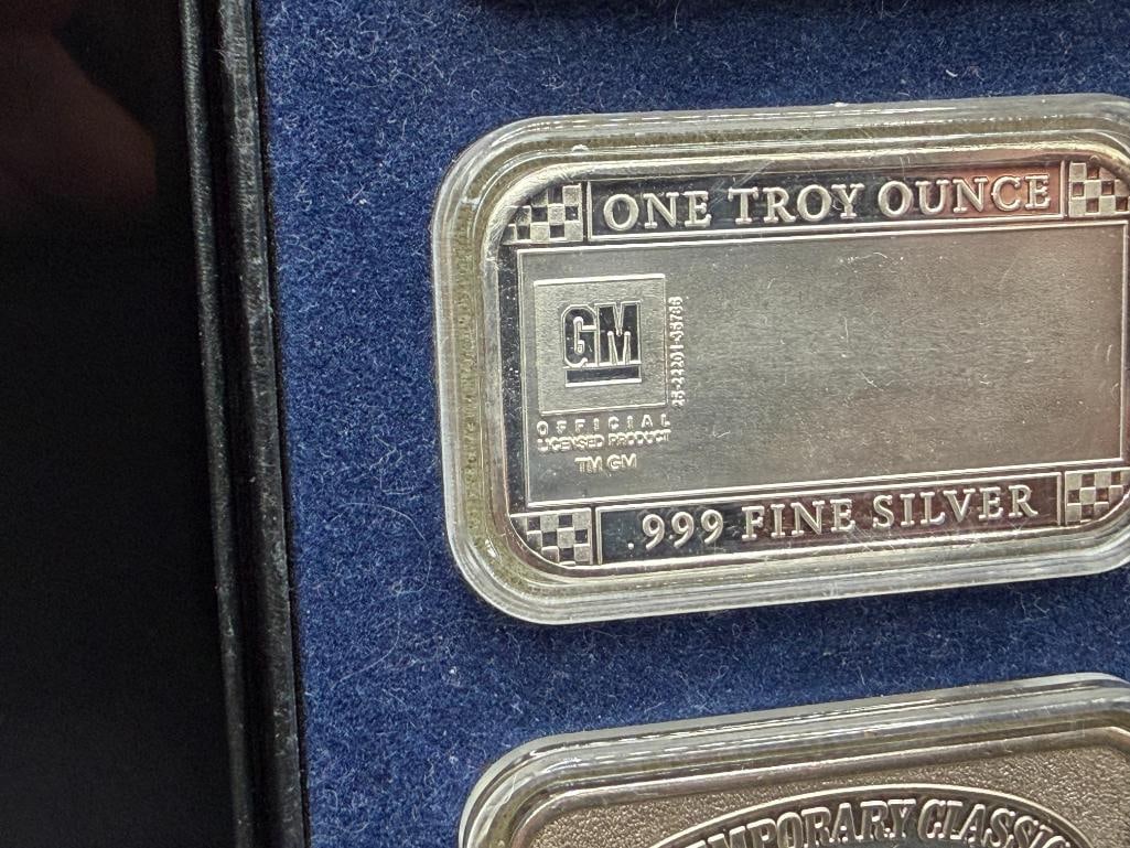 SIX COLLECTIBLE CONTEMPORARY CLASSICS AND GM CORVETTE DESIGNED .999 FINE SILVER BARS - 8