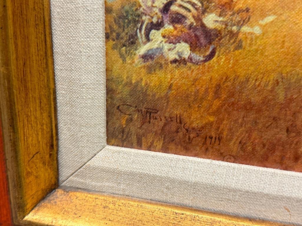 CHARLES M. RUSSELL RENOWNED WESTERN ARTIST PRINT ON CANVAS WHEN WAGON TRAILS WERE DIM - 6