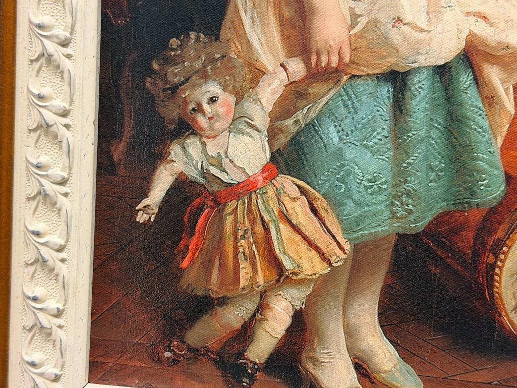 HENRI GUILLAUME SCHLESINGER FRENCH ARTIST PRINT ON CANVAS TITLED THE REPRIMAND / A LITTLE MISTAKE - 4