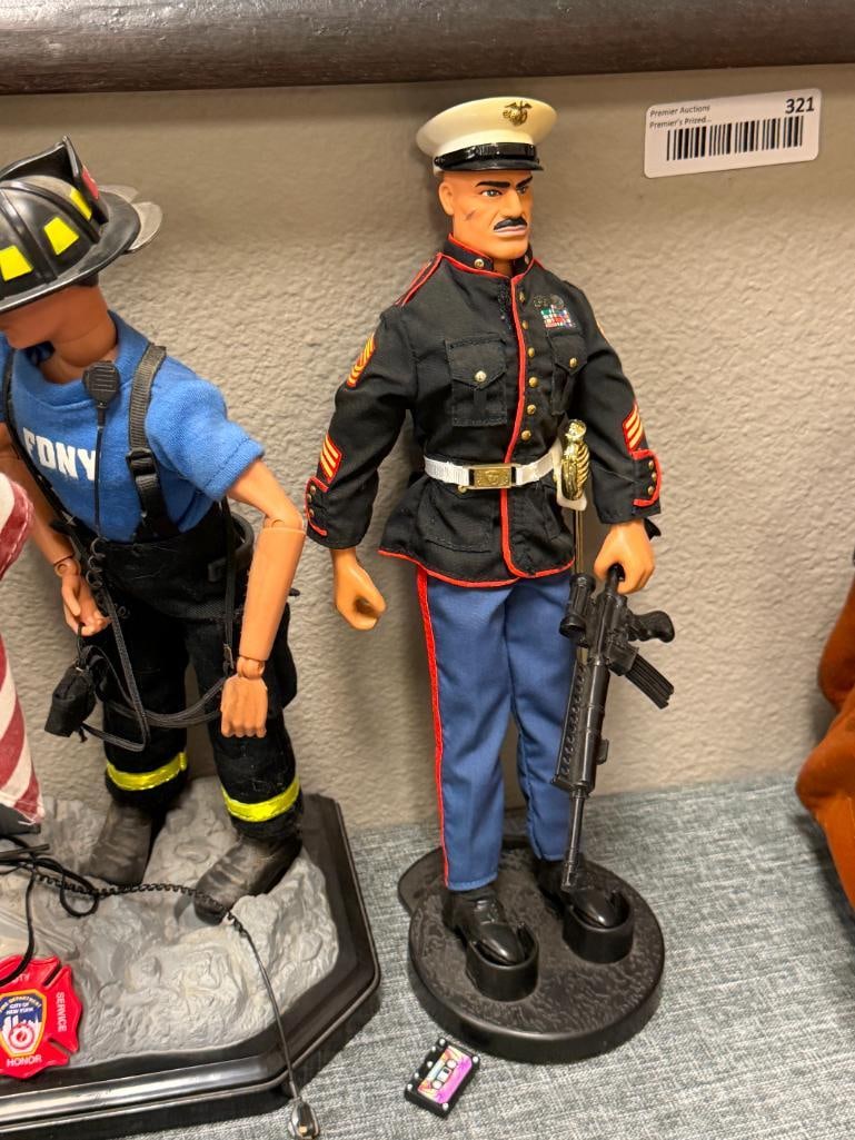 FDNY FIREFIGHTERS 9/11 TRIBUTE FIGURES AND 1992 G.I. JOE HASBRO HALL OF FAME DRESS MARINE GUNG HO - 8