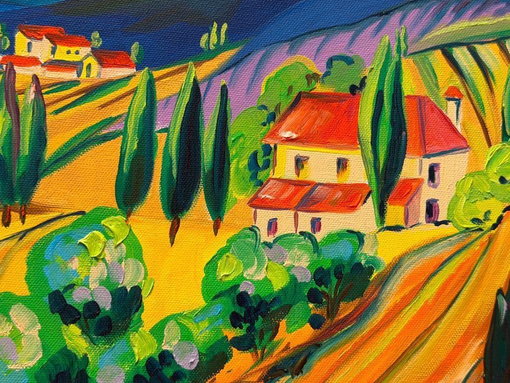 H. PARIA ORIGINAL ACRYLIC ON CANVAS PAINTING COUNTRYSIDE LANDSCAPE - 3