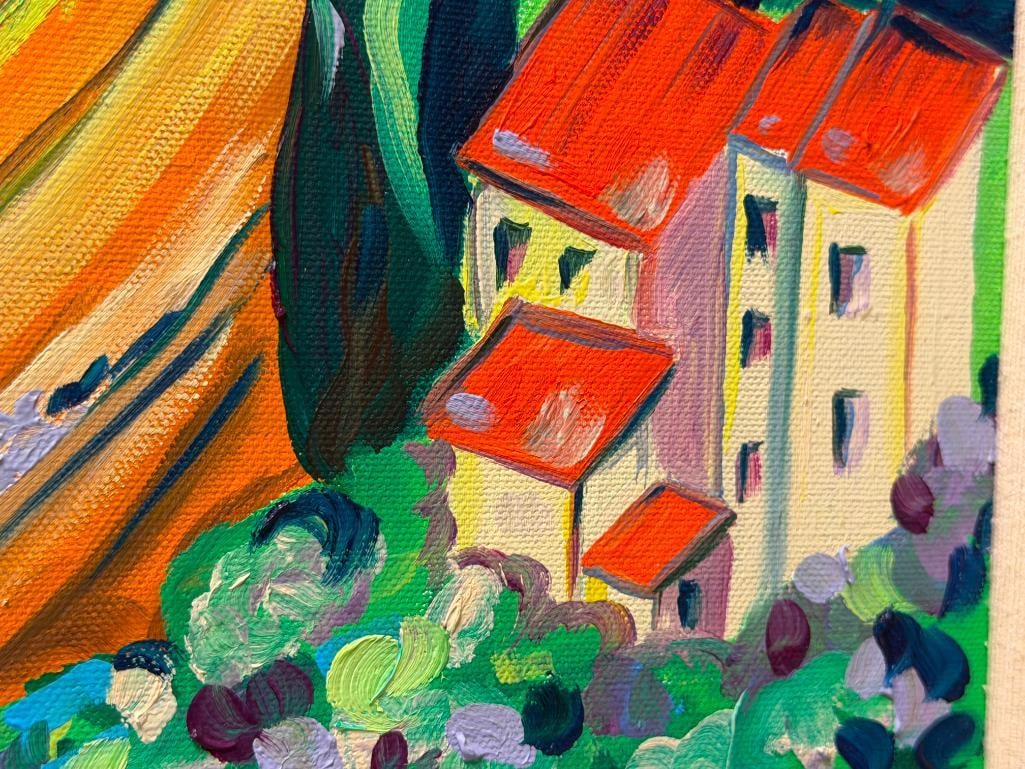 H. PARIA ORIGINAL ACRYLIC ON CANVAS PAINTING COUNTRYSIDE LANDSCAPE - 4