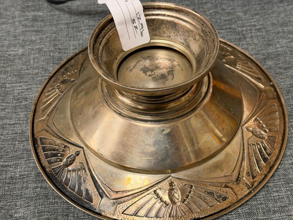 1930'S .800 SILVER ALMS DISH / BAPTISMAL BOWL WITH ENGRAVED GERMAN INSCRIPTIONS 344 GRAMS - 6