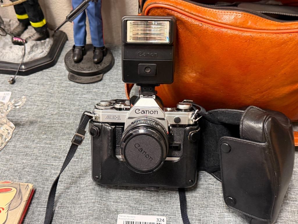 VINTAGE CANON AE-1 ICONIC 3MM SLR FILM CAMERA WITH MANY ACCESSORIES LENSES, CAMERA BAG, MANUALS - 2