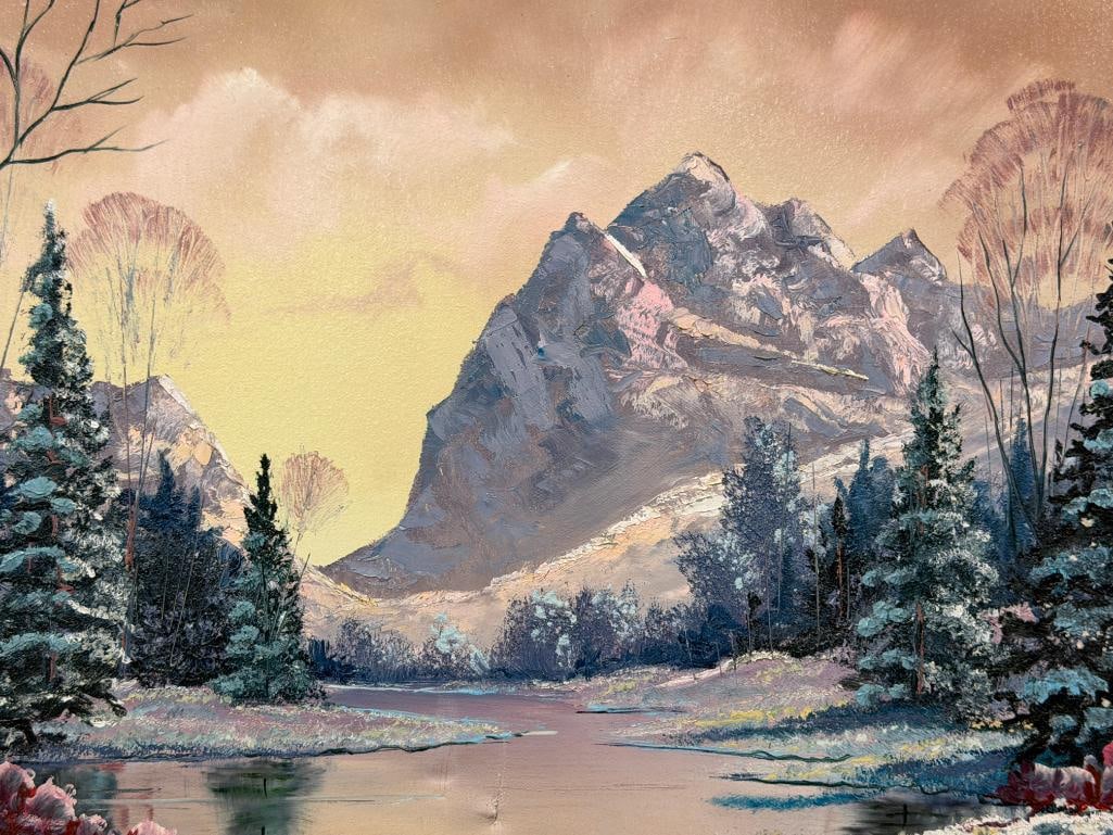 VERNON WOOD AMERICAN ARTIST ORIGINAL OIL ON CANVAS LANDSCAPE PAINTING - 3