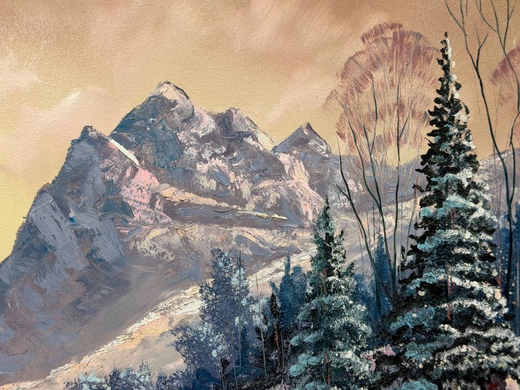 VERNON WOOD AMERICAN ARTIST ORIGINAL OIL ON CANVAS LANDSCAPE PAINTING - 4