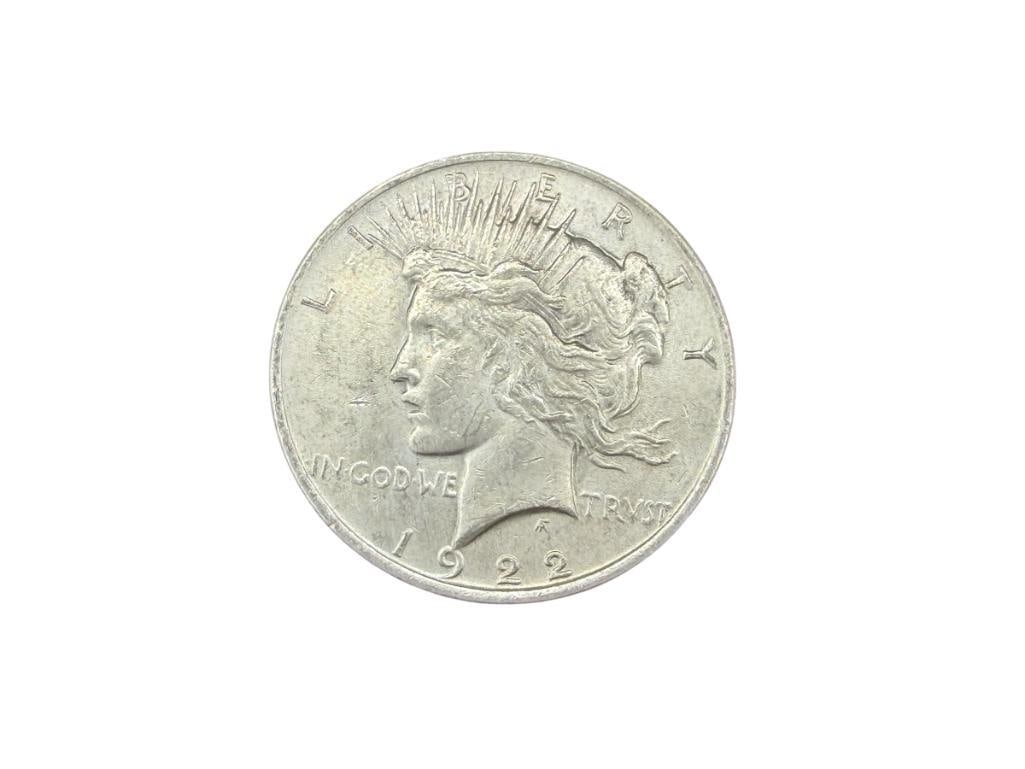 1922 U.S. PEACE SILVER DOLLAR: 90% SILVER