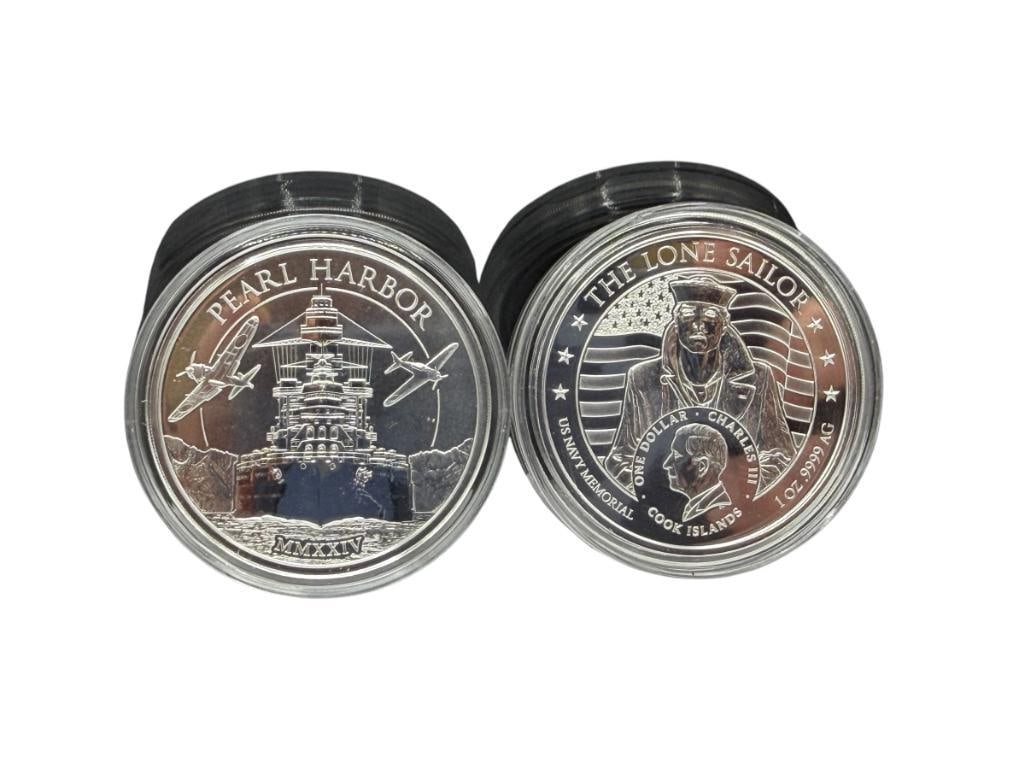 TWOM 2024 COOK ISLANDS .999 FINE SILVER DOLLAR PEARL HARBOR THE LONE SAILOR (1 of 8)