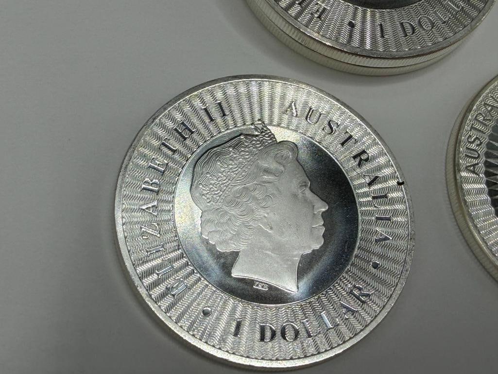 FIVE 2017 AUSTRALIAN KANGAROO ELIZABETH II .999 FINE SILVER DOLLAR - 3