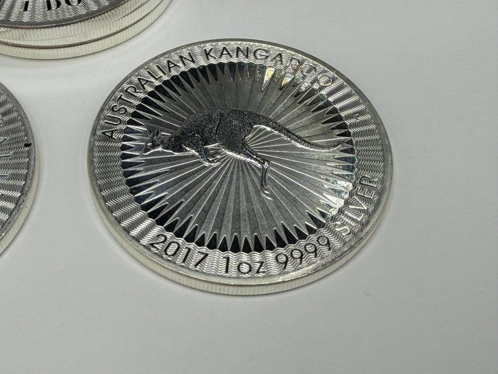 FIVE 2017 AUSTRALIAN KANGAROO ELIZABETH II .999 FINE SILVER DOLLAR - 5
