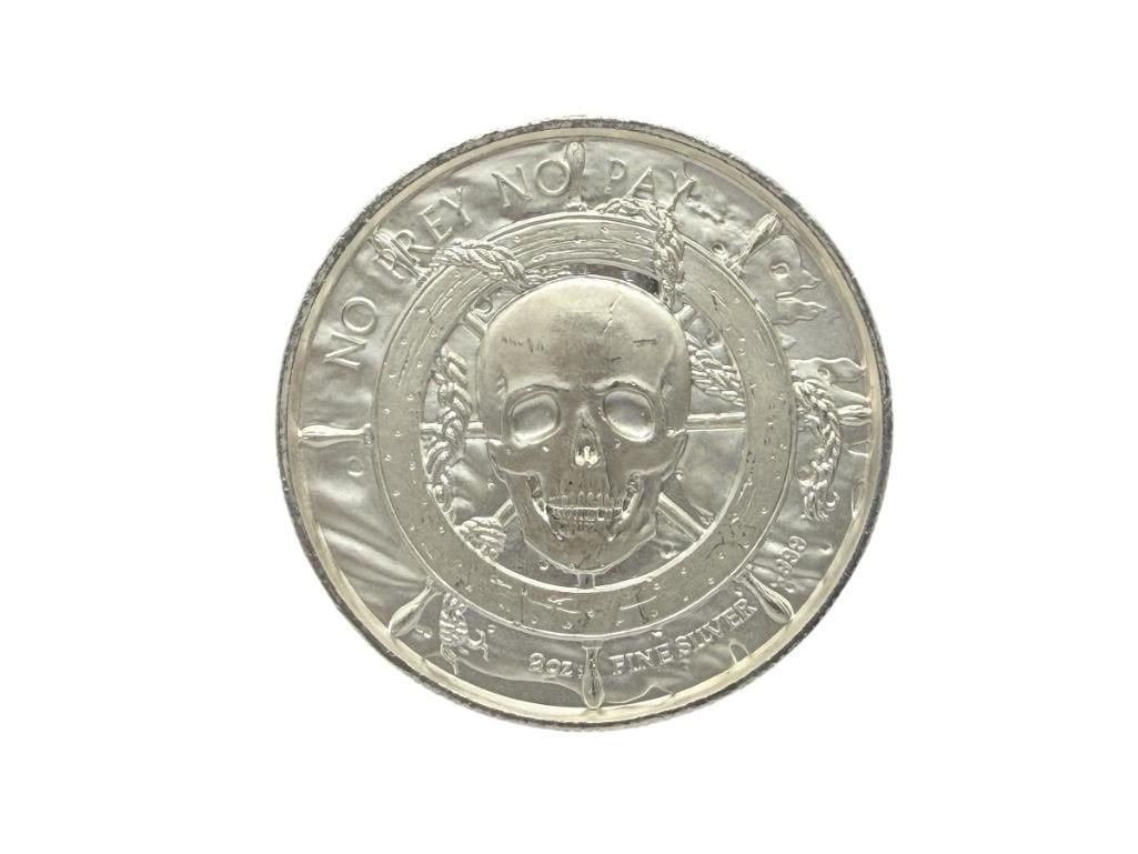 NO PREY NO PAY PIRATE'S TREASURE DESIGN .999 FINE SILVER ROUND (1 of 7)