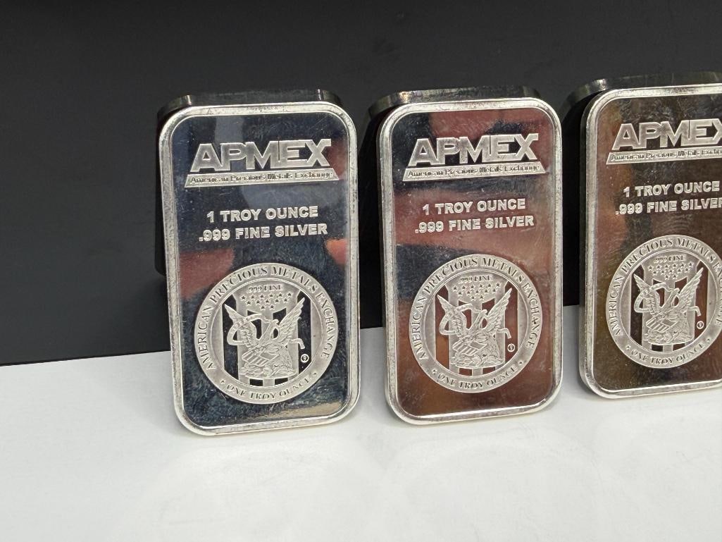 FOUR APMEX .999 FINE SILVER BARS - 2