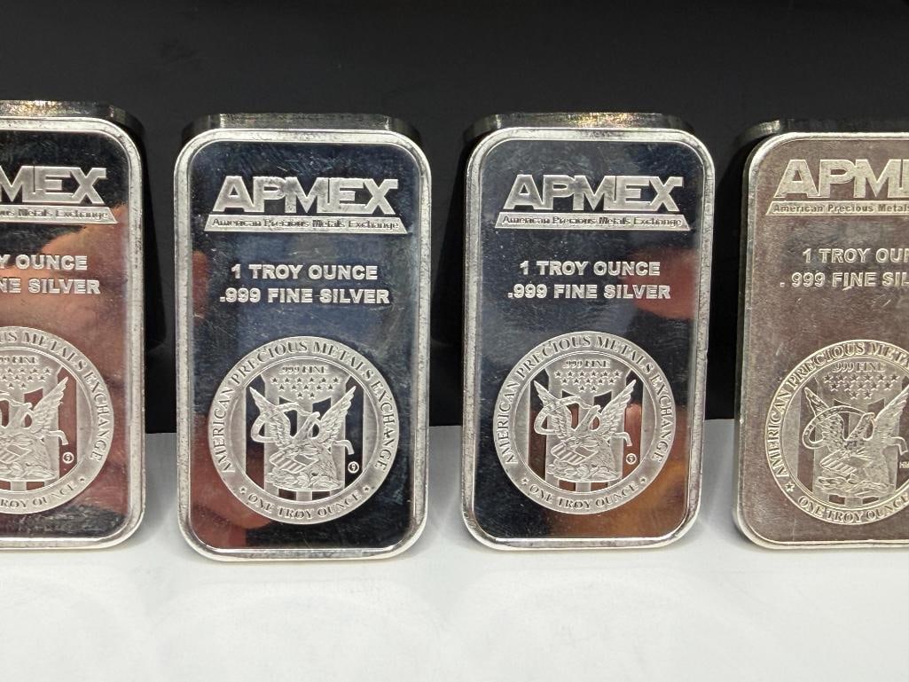 FOUR APMEX .999 FINE SILVER BARS - 3