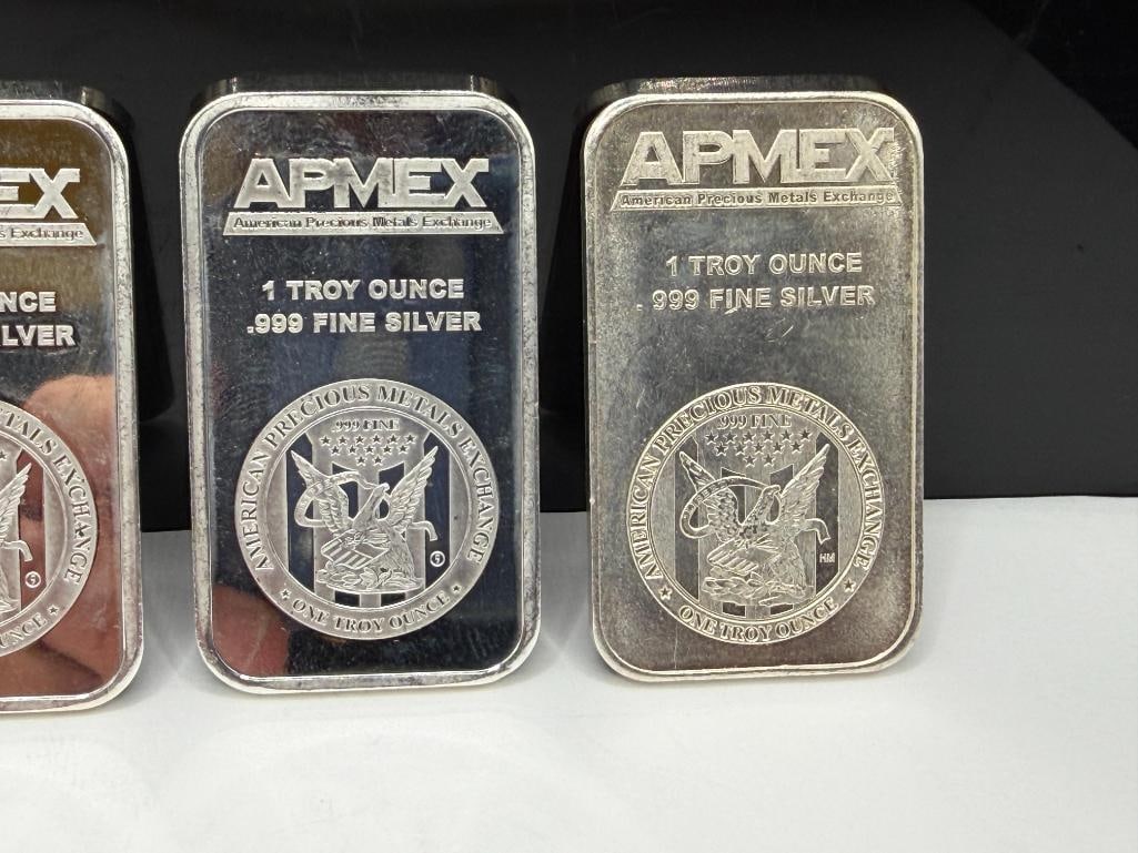 FOUR APMEX .999 FINE SILVER BARS - 4