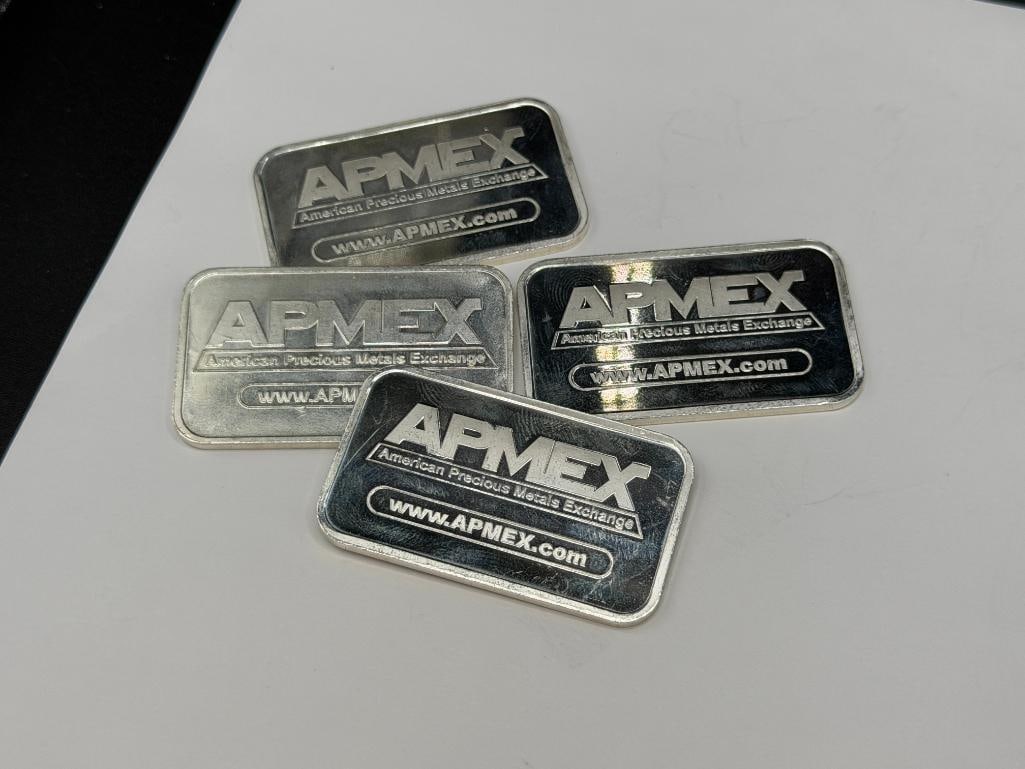 FOUR APMEX .999 FINE SILVER BARS - 7