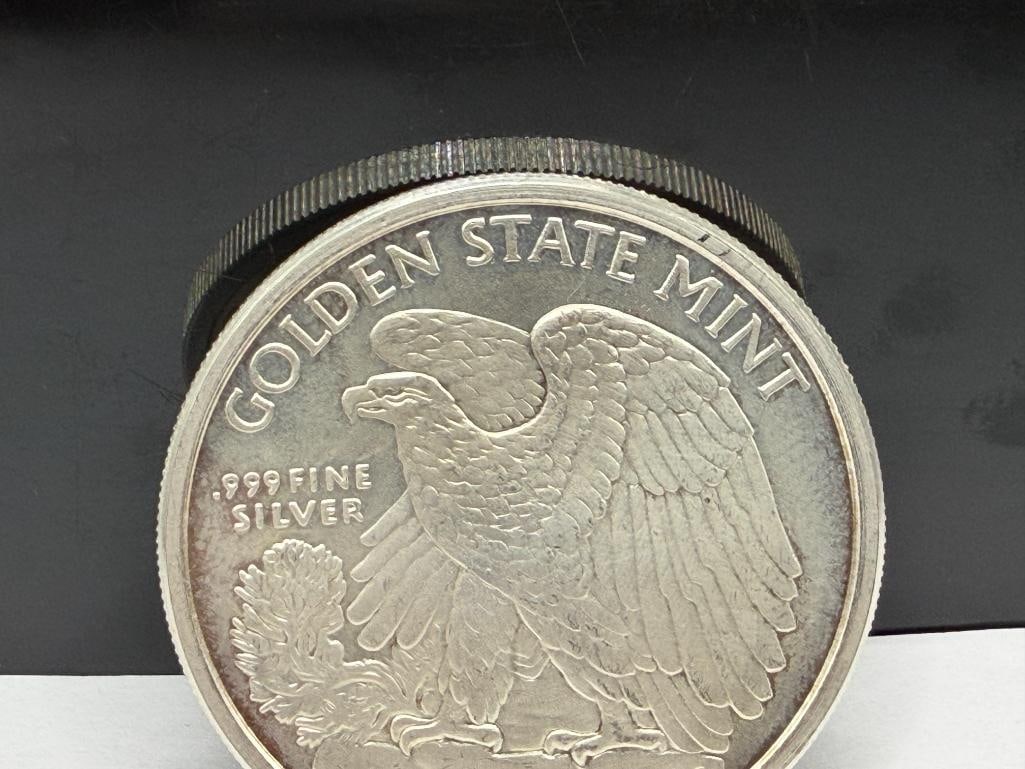 GOLDEN STATE MINT U.S. AMERICAN SILVER EAGLE DESIGN .999 FINE SILVER ROUND - 2