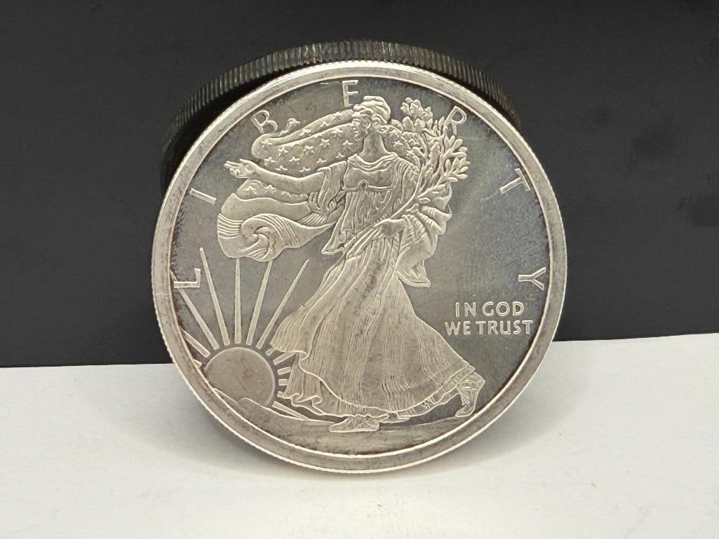 GOLDEN STATE MINT U.S. AMERICAN SILVER EAGLE DESIGN .999 FINE SILVER ROUND - 4