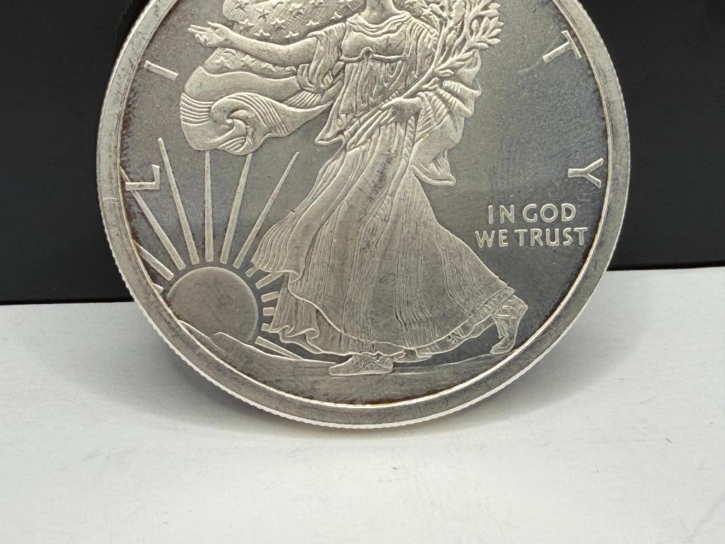 GOLDEN STATE MINT U.S. AMERICAN SILVER EAGLE DESIGN .999 FINE SILVER ROUND - 6