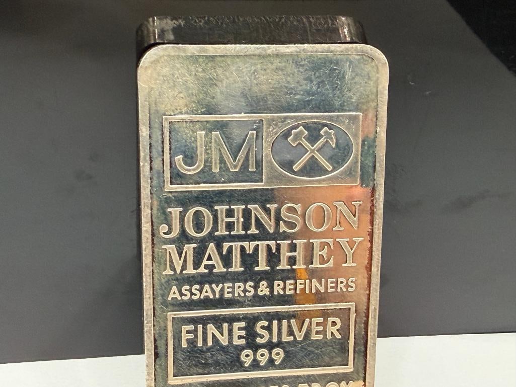 JOHNSON MATTHEY ASSAYERS & REFINERS .999 FINE SILVER 10 TROY OUNCE BAR - 2