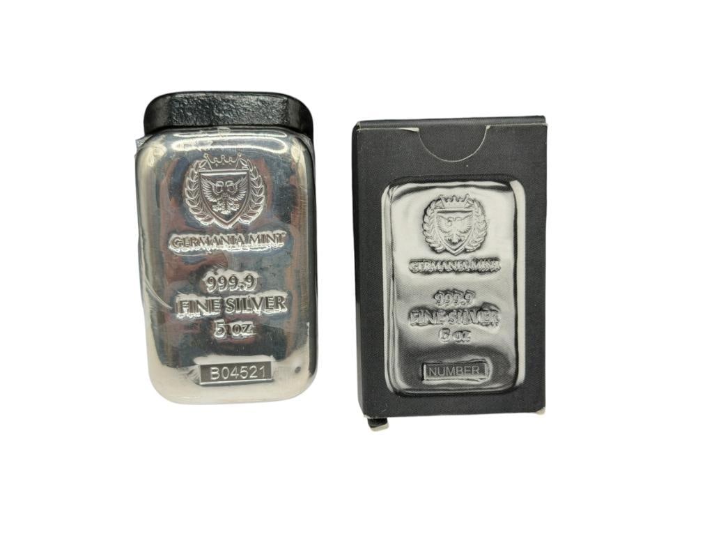 GERMANIA MINT .999 FINE SILVER 5 TROY OUNCE BAR (1 of 7)