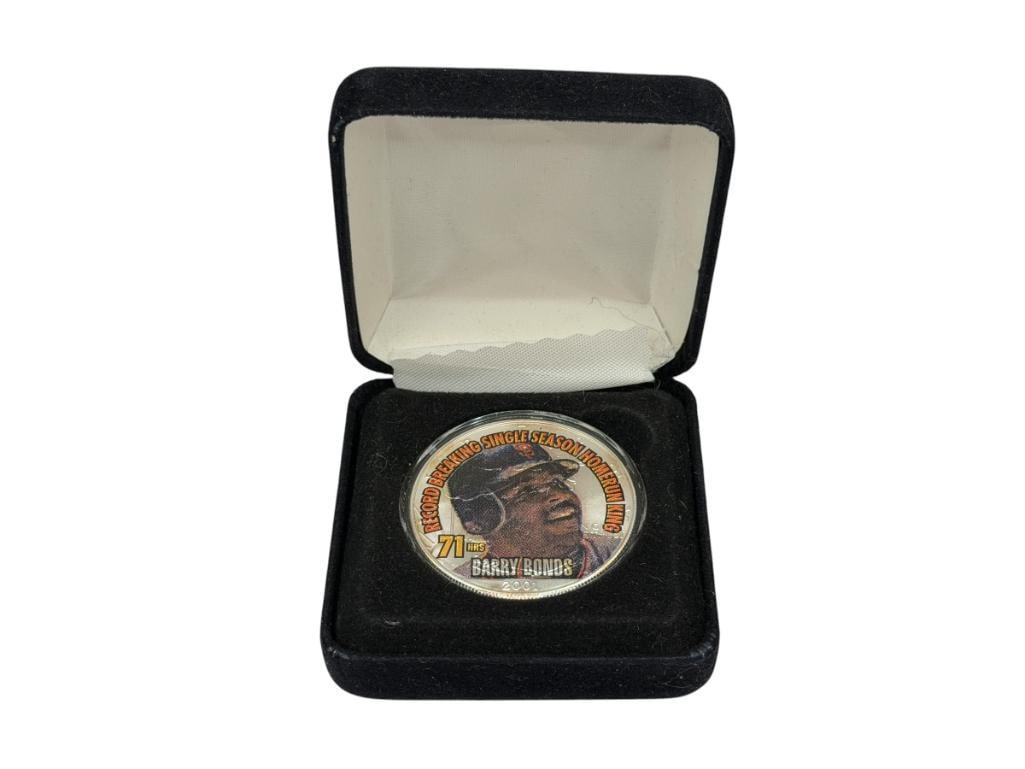 2001 U.S. AMERICAN SILVER EAGLE WITH COLORIZED BARRY BONDS 71 HOMERUNS COMMEMORATIVE DESIGN (1 of 6)