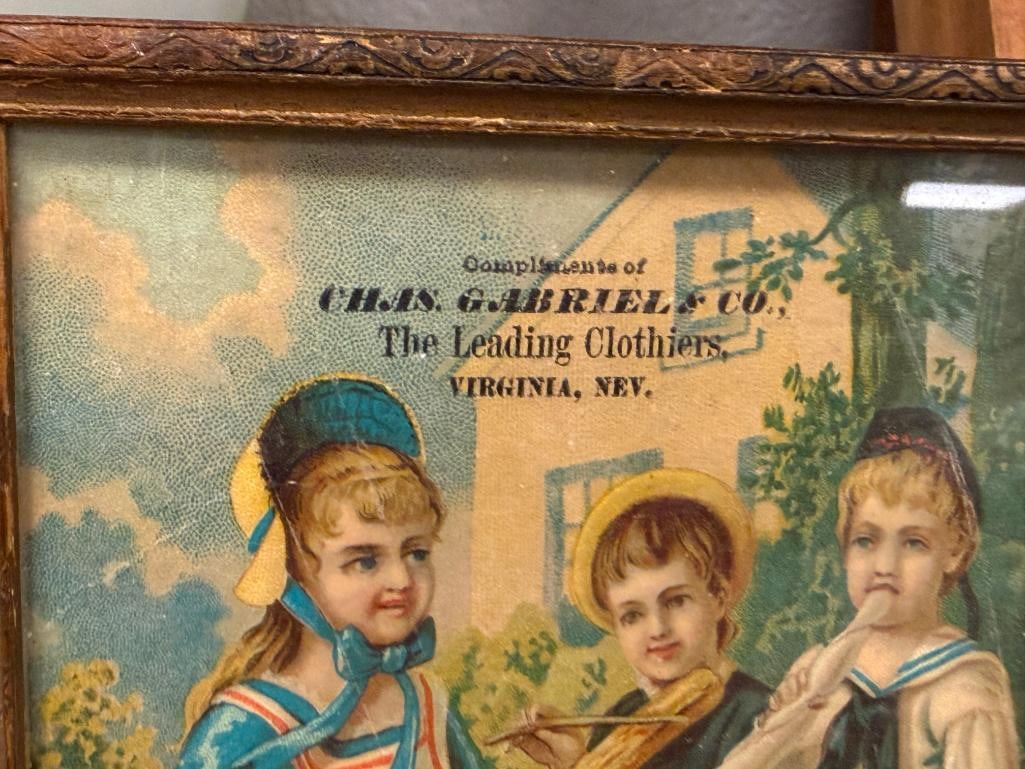 19TH CENTURY CHROMOLITHOGRPAH ADVERTISMENT FROM CHAS. GABRIEL & CO. CLOTHIERS VIRGINIA CITY, NV - 4