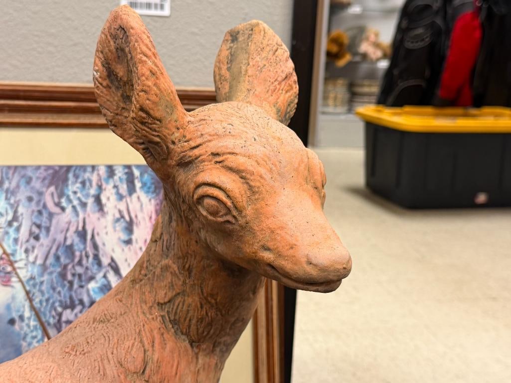 CAST CEMENT / CONCRETE BABY DEER / FAWN YARD DECOR / ART FIGURE - 3