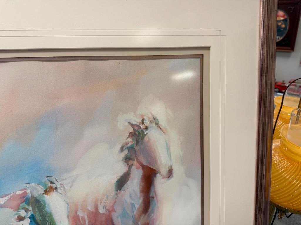 LARGE PRINT OF A WATERCOLOR OF GALLOPING WILD HORSES - 6