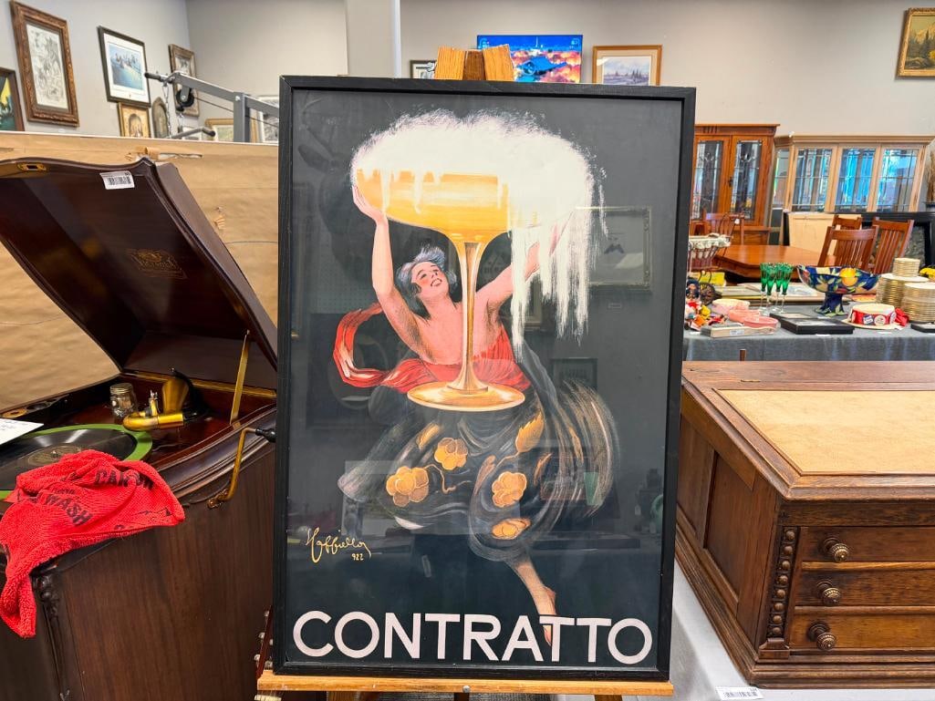 REPRODUCTION VINTAGE ITALIAN ADVERTISING POSTER BY LEONETTO CAPPIELLO FOR CONTRATTO SPARKLING WINE - 2