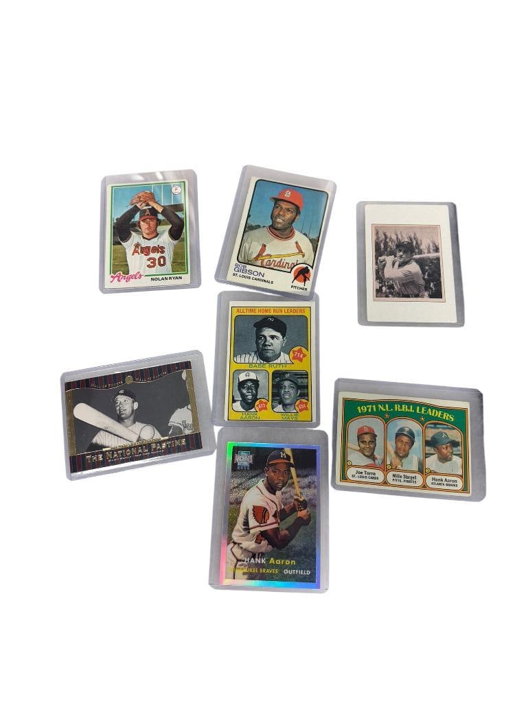 BASEBALL HALL OF FAME PLAYER CARDS WILLIE MAYS, HANK AARON, MICKEY MANTLE, NOLAN RYAN, BOB GIBSON - 3